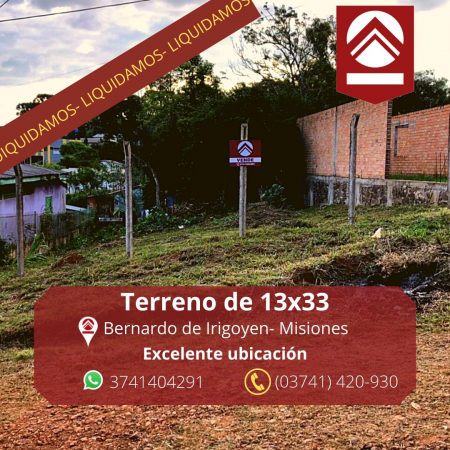 Terreno de 13x33